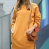 Women * | Hot Sale 42Pops Ash Mustard Crewneck Long-Sleeve Pocket Oversize Sweatshirt Tunic Women