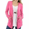 Women * | Cheap 42Pops Fuchsia Rib-Hem Snap-Front Cardigan Women