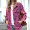 Women * | Deals 42Pops Magenta Mineral Wash Pocket Shacket Women