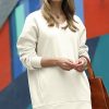 Women * | Top 10 42Pops Cream V-Neck Pocket Sweatshirt Tunic Women