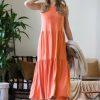 Women * | Deals 42Pops Ash Copper Tiered Sleeveless Midi Dress Women