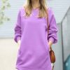 Women * | Budget 42Pops Lavender Crewneck Long-Sleeve Pocket Oversize Sweatshirt Tunic Women