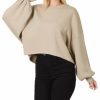 Other * | Top 10 42Pops Ash Mocha Crewneck Puff-Sleeve Crop Sweatshirt Women