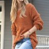 Women * | Buy 42Pops Almond Popcorn-Texture Crewneck Bishop-Sleeve Sweater Women