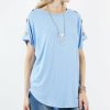 Women * | Cheapest 42Pops French Blue Button-Shoulder Boatneck Short-Sleeve Curved-Hem Tunic Women