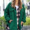 Women * | Cheap 42Pops Dark Green Corduroy Oversize Shacket Women