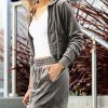 Women * | Budget 42Pops Ash Gray Velvet Crop Zip-Up Hoodie & Pocket Shorts Women