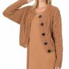 Women * | Brand New 42Pops Deep Camel Knit Button Cardigan Women