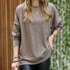 Women * | New 42Pops Mocha Melange Drop-Shoulder Crewneck Sweater Women