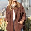 Women * | Best Pirce 42Pops Brown Corduroy Pocket Shacket Women