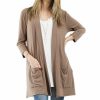 Women * | Budget 42Pops Mocha Pocket Three-Quarter Sleeve Cardigan Women