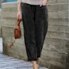 Women * | Flash Sale 42Pops Ash Black Vintage Wash Corduroy Pocket Wide-Leg Pants Women