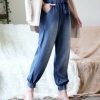 Women * | Buy 42Pops Dark Chambray Tie-Waist Pocket Joggers Women