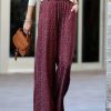 Women * | New 42Pops Dark Burgundy Wide-Leg Pocket Pants Women