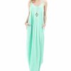 Women * | Wholesale 42Pops Green Mint V-Neck Sleeveless Pocket Maxi Dress Women