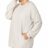 Women * | Discount 42Pops Bone Crewneck Long-Sleeve Pocket Sweatshirt Plus