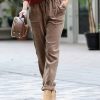 Women * | Discount 42Pops Mocha Corduroy Drawstring-Waist Pocket Cuffed Pants Women