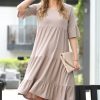 Women * | Cheap 42Pops Ash Mocha Ruffle-Accent Short-Sleeve Tiered Shift Dress Women