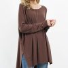 Women * | Brand New 42Pops Americano Side-Slit Round Neck Hi-Low Dolman Tunic Women