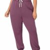 Women * | Buy 42Pops Eggplant Drawstring Pocket Joggers Plus