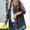 Women * | Deals 42Pops Hunter Green Plaid Jacquard Pocket Oversize Shacket Women