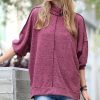 Women * | Cheap 42Pops Dark Burgundy Melange Hacci Mock Neck Sweater Women