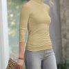 Women * | Best Pirce 42Pops Khaki Fitted Turtleneck Women