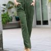 Women * | Coupon 42Pops Army Green Corduroy Pocket High-Waist Pants Women