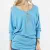 Women * | Coupon 42Pops Denim Scoop Neck Long-Sleeve Dolman Top Women