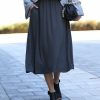 Women * | Flash Sale 42Pops Ash Gray Paper Bag Pocket Midi Skirt Plus