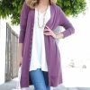 Women * | Hot Sale 42Pops Lilac Gray Longline Snap Pocket Cardigan Women