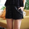 Women * | Brand New 42Pops Black Faux Leather Pocket Shorts Women