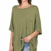 Women * | Wholesale 42Pops Ash Olive Oversize Box Tee Women