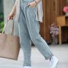 Women * | Flash Sale 42Pops Blue Gray Mineral Wash Pleated Pocket Corduroy Straight-Leg Pants Women