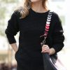 Women * | Budget 42Pops Black Crewneck Hi-Low Sweater Women