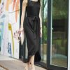 Women * | Best Pirce 42Pops Black Tie-Waist Sleeveless Tulip-Hem Midi Dress Women