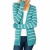 Women * | Hot Sale 42Pops Dusty Teal & Ivory Stripe Snap-Front Cardigan Women