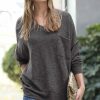 Women * | Brand New 42Pops Black Oversize V-Neck Hi-Low Pocket Sweater Women