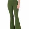 Women * | Best Pirce 42Pops Army Green Wide-Waistband Raw-Cuff Flare Yoga Pants Women