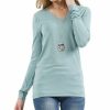 Women * | Coupon 42Pops Light Green V-Neck Long-Sleeve Top Women