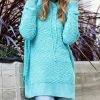 Women * | Flash Sale 42Pops Ash Mint Popcorn-Knit Side-Slit Hoodie Women