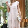 Women * | Flash Sale 42Pops Dusty Blush Tiered Flutter-Sleeve Shift Dress Women