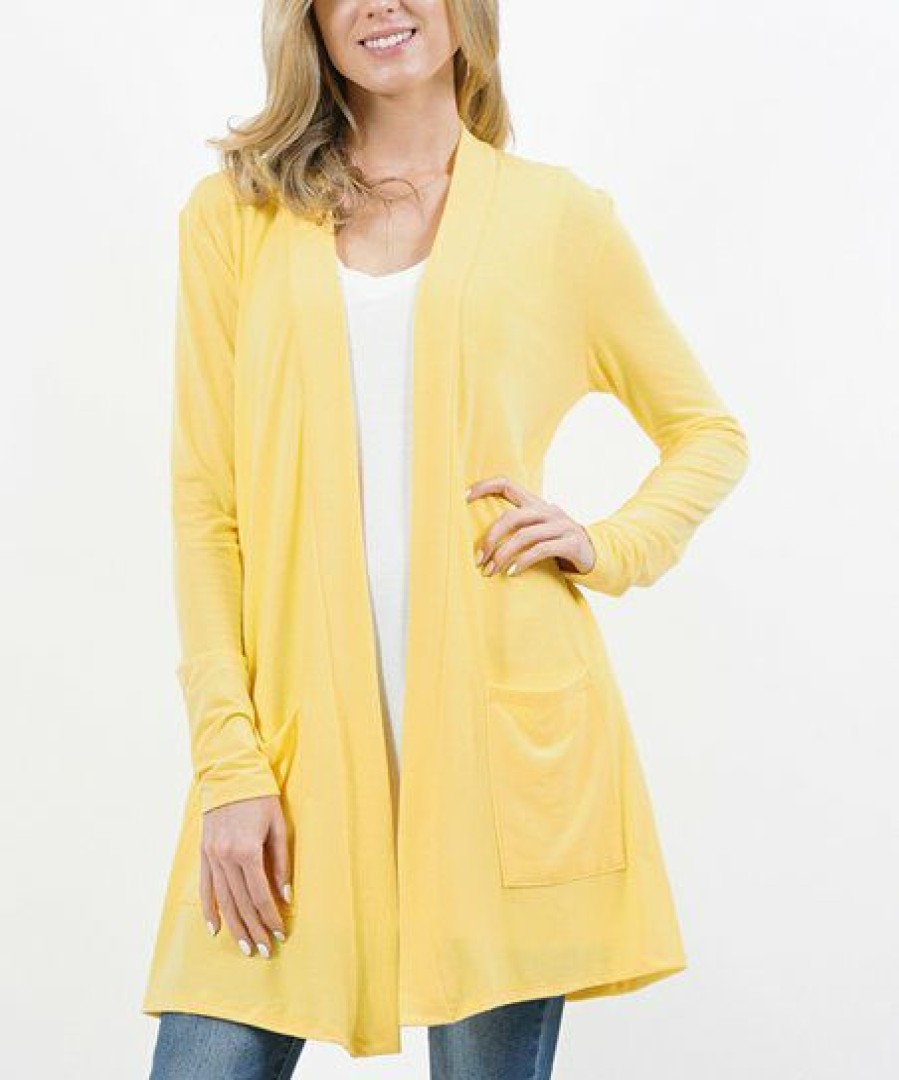 Women * | Best Deal 42Pops Dusty Banana Relaxed Pocket Open Cardigan Women