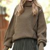 Women * | Best Deal 42Pops Dusty Olive Low-Gauge Turtleneck Oversize Sweater Women