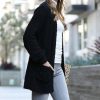 Women * | Best Sale 42Pops Black Popcorn Pocket Open Cardigan Women