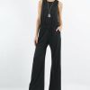 Women * | Cheap 42Pops Black Keyhole-Back Sleeveless Pocket Jumpsuit Women