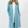 Women * | Discount 42Pops Dusty Teal Pocket Open Cardigan Women