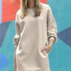 Women * | Cheapest 42Pops Ash Mocha Over-Sized Crewneck Pocket Sweatshirt Women