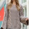 Women * | Best Reviews Of 42Pops Ash Mocha Oversize Crewneck Bell-Sleeve Sweater Women