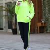 Women * | Best Deal 42Pops Neon Lime Sherpa Pullover & Black & Neon Lime Stripe Sweatpants Women